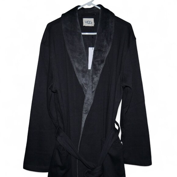 Ugg Men's Luxury Robe Pockets Black Men's Size M/L Heavyweight Thermal Warm NWT - Picture 4 of 12